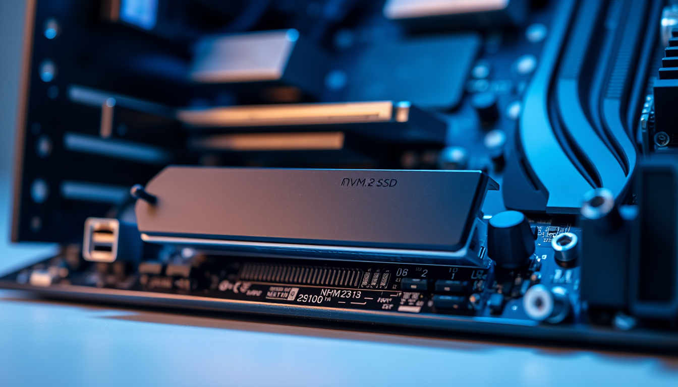 메인보드에 장착된 NVMe SSD와 하드웨어 부품